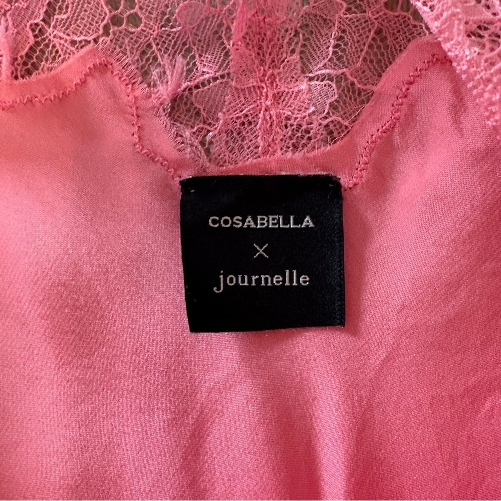 Cosabella X Journelle Charlotte Short Slip 100% Silk Lace Trim Pink Size Small - Picture 6 of 8